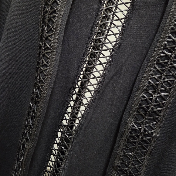 Black Oversized Kimono Cardigan | Open Front Crochet Trim Boho Layering Piece - Picture 8 of 9